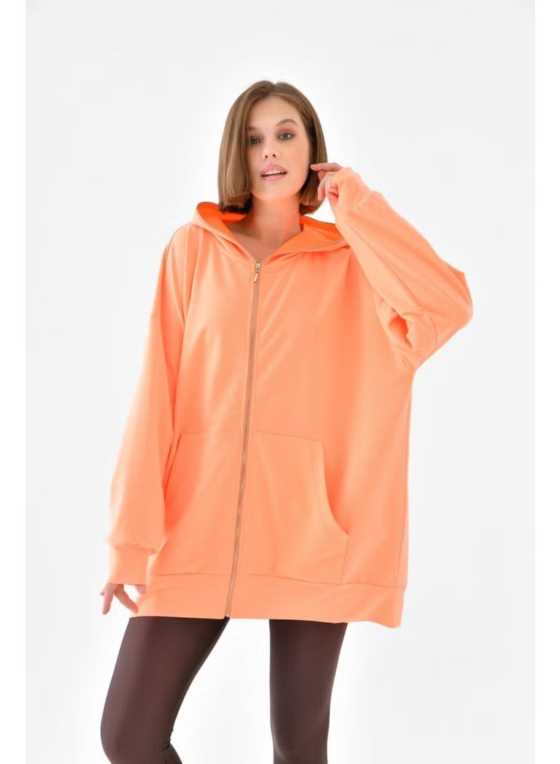 Garmi Ftz Women Zippered Sweat N.orange - Image 1
